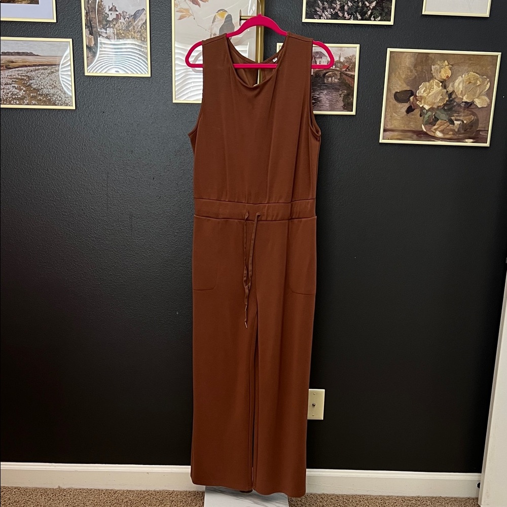 Source Unknown Chocolate Brown Sleeveless Jumpsuit